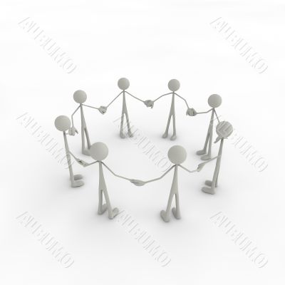 a group of figures built a circle