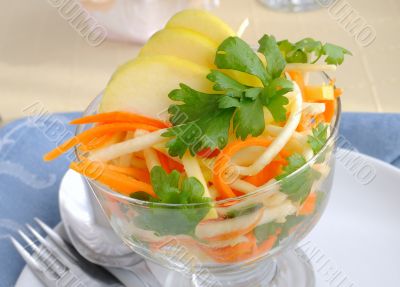 Celery salad with carrot and apple