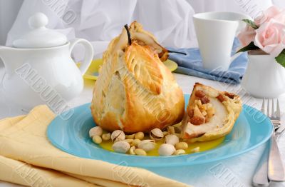  Stuffed with a mixture of nuts and raisins pear in the test