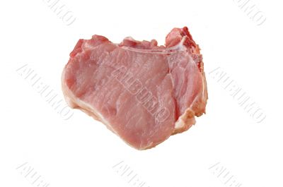 A piece of meat on the bones on a white background