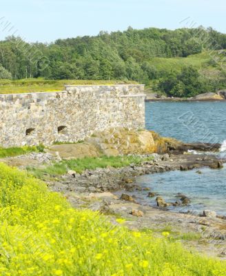 Stone Wall of Suomenlinna Sveaborg Fortress in Helsinki, Finland Stone Wall of Suomenlinna Sveaborg Fortress in Helsinki, Finland