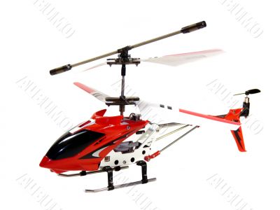 Model radio-controlled helicopter isolated on a white background 