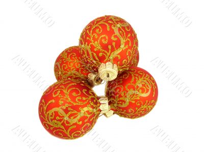 Christmas decoration, red balls isolated on white 