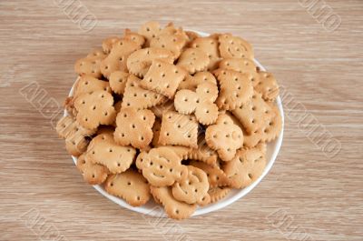 Children figured crackers on a plate