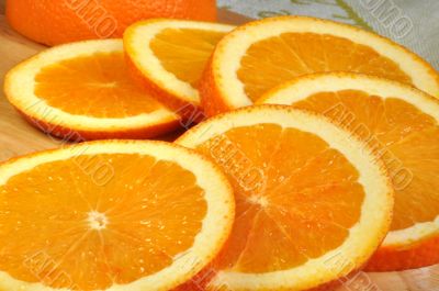 Large round slices of juicy oranges