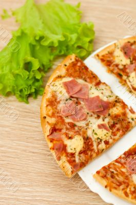 Appetizing pizza with ham