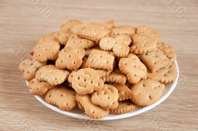 Children figured crackers on a plate