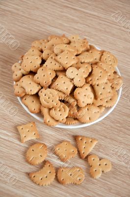 Children figured crackers on a plate