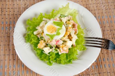 A delicious salad with egg and mayonnaise