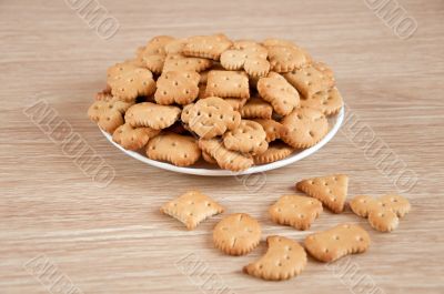 Children figured crackers on a plate