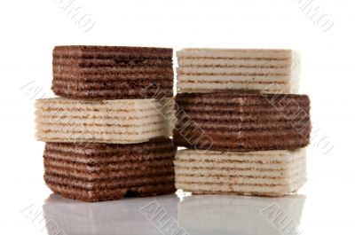 Delicious chocolate waffles isolated on white background Delicious chocolate waffles isolated on white background