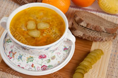 A delicious soup made from pickled cucumbers - pickle
