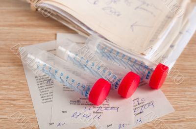 Sterile containers for medical tests