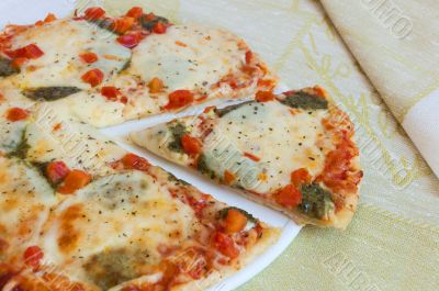 Appetizing pizza with mozzarella cheese Appetizing pizza with mozzarella cheese