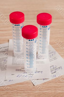 Sterile containers for medical tests