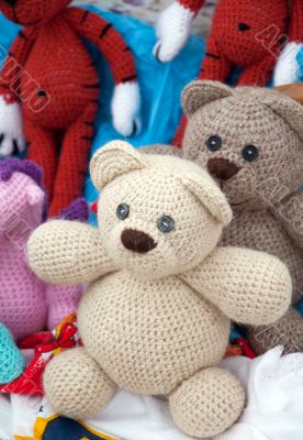 Knitted soft toys, handmade