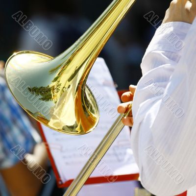 Musician playing the trumpet in the Orchestra Musician playing the trumpet in the Orchestra
