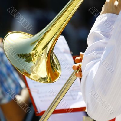 Musician playing the trumpet in the Orchestra