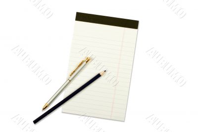 Notebook with pencil and pen