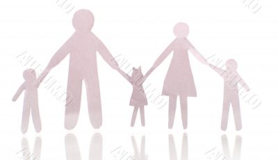 Paper cut family, isolated on white background