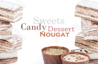 Chocolate and sweets over white Chocolate and sweets over white