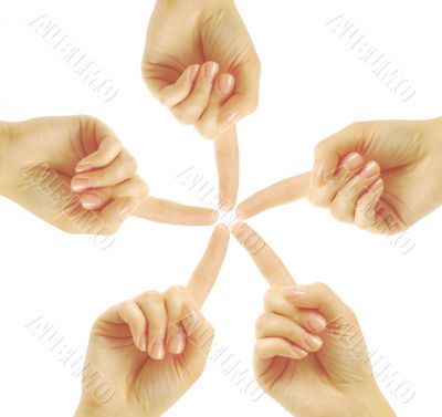 Hands of teamwork , forming the star shape