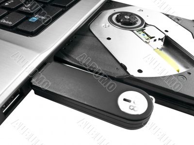 Isolated USB drive in a laptop