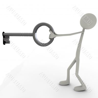 figure with a big key