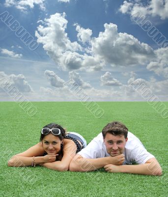 green meadow blue sky