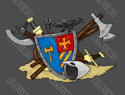 shield medieval hand drawing