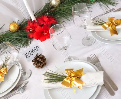 Serving New Year or Christmas table 