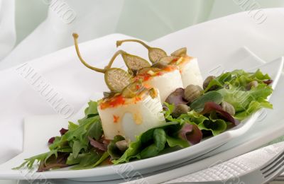 Cheese and capers sweet and sour sauce and pistachios Cheese and capers sweet and sour sauce and pistachios