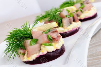 Appetizer with herring Appetizer with herring