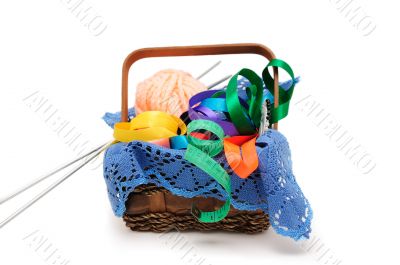 Basket of needlework Basket of needlework