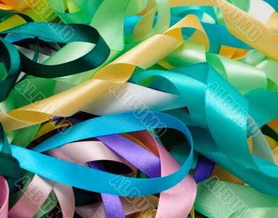 Multi-colored satin ribbons