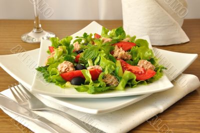 Salad with tuna, vegetables and mint Salad with tuna, vegetables and mint