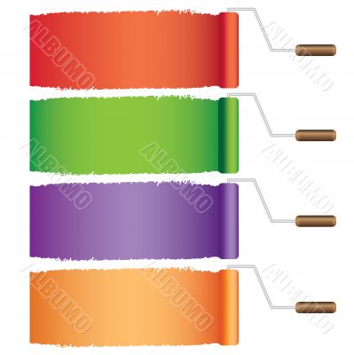Four rollers with paint. Four rollers with paint.