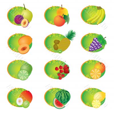 Set of icons with fruits. Set of icons with fruits.