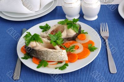 Boiled fish with vegetables