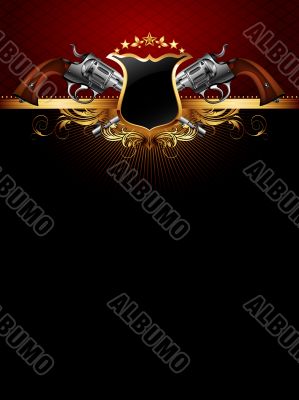 ornate golden frame with guns ornate golden frame with guns