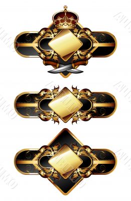 set of ornamental golden labels