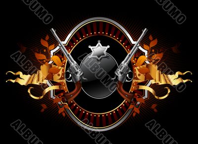 sheriff star with guns ornate frame