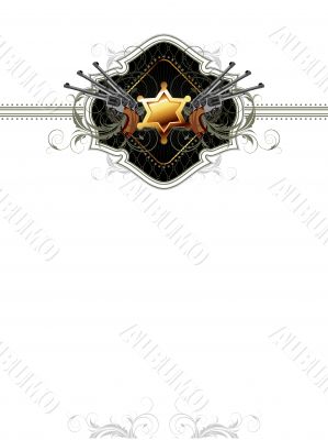 sheriff star with guns ornate frame