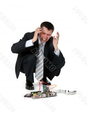 businessman is crying