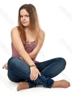 girl sitting in the lotus position