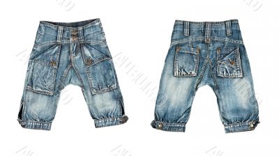 A collage made up of two pairs of trendy jeans for children