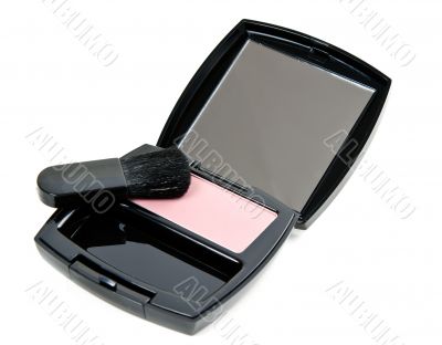cosmetic set rouge with mirror and brush