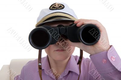 Strict boy with glasses