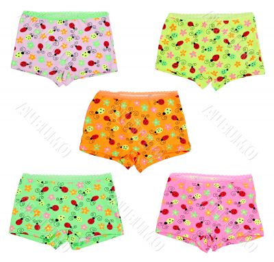 A collage of five colored panties A collage of five colored panties