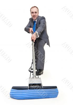 businessman with a mop